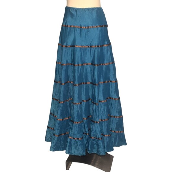 Rare Vintage Betsey Johnson 90s Y2K Full Maxi Skirt Ribbon Stripes S M As Is - Picture 4 of 13